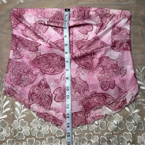Y2K Romwe Pink Paisley Strapless Cropped Top -Size M -TP26 - Picture 8 of 8